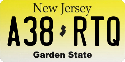 NJ license plate A38RTQ