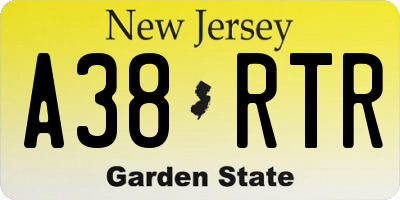 NJ license plate A38RTR