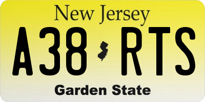 NJ license plate A38RTS