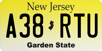 NJ license plate A38RTU