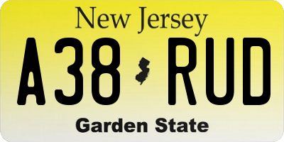 NJ license plate A38RUD