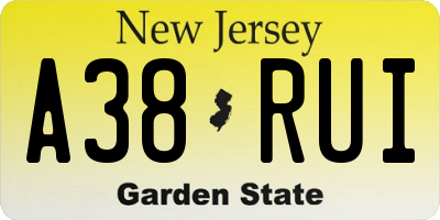 NJ license plate A38RUI