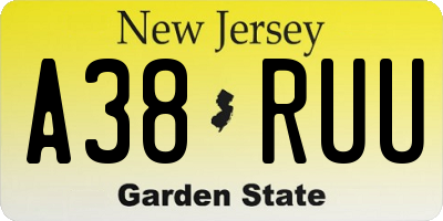 NJ license plate A38RUU