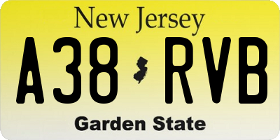 NJ license plate A38RVB