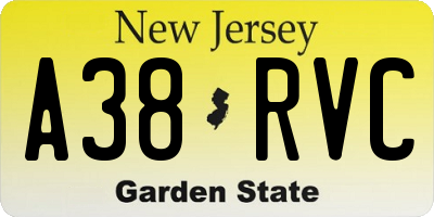 NJ license plate A38RVC