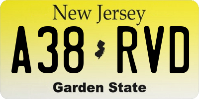 NJ license plate A38RVD