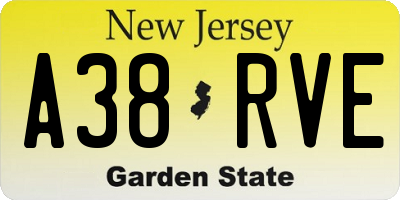 NJ license plate A38RVE