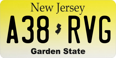 NJ license plate A38RVG