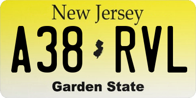 NJ license plate A38RVL