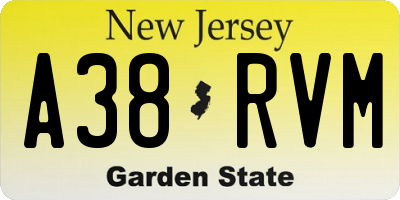 NJ license plate A38RVM