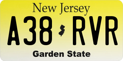 NJ license plate A38RVR