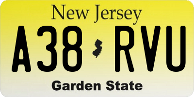 NJ license plate A38RVU
