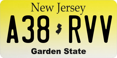 NJ license plate A38RVV