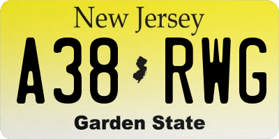 NJ license plate A38RWG