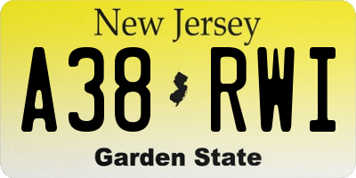 NJ license plate A38RWI