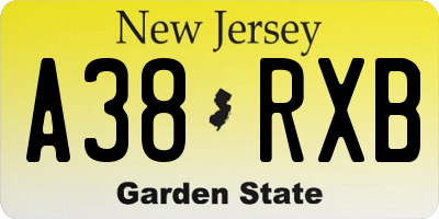 NJ license plate A38RXB