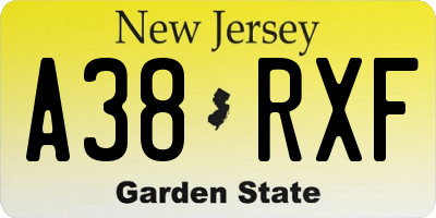 NJ license plate A38RXF