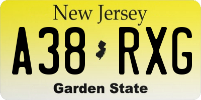 NJ license plate A38RXG