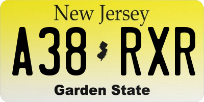 NJ license plate A38RXR