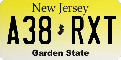 NJ license plate A38RXT