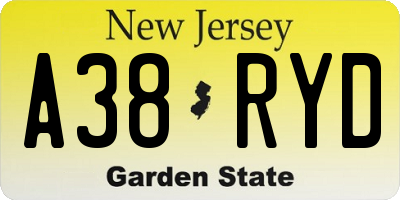 NJ license plate A38RYD