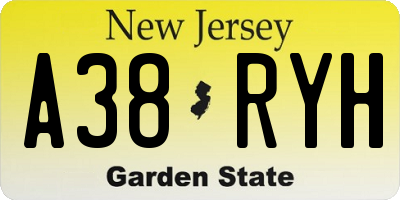 NJ license plate A38RYH
