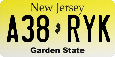 NJ license plate A38RYK