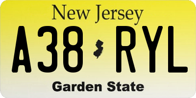 NJ license plate A38RYL