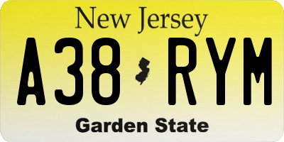 NJ license plate A38RYM