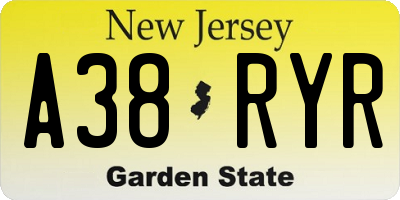 NJ license plate A38RYR