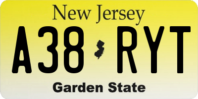 NJ license plate A38RYT