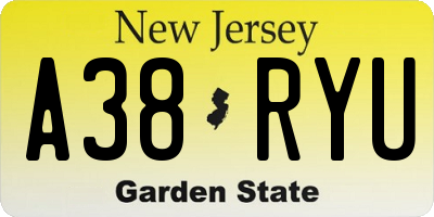 NJ license plate A38RYU