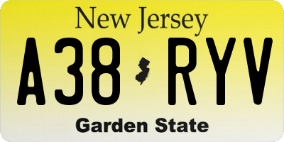 NJ license plate A38RYV