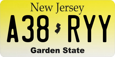 NJ license plate A38RYY