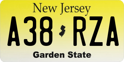 NJ license plate A38RZA