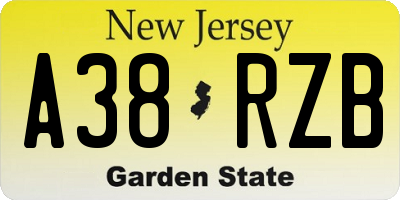 NJ license plate A38RZB