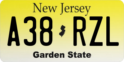 NJ license plate A38RZL