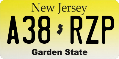 NJ license plate A38RZP