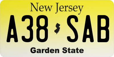 NJ license plate A38SAB