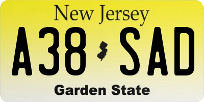 NJ license plate A38SAD