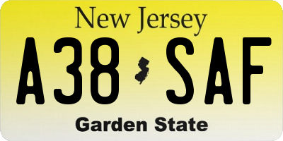 NJ license plate A38SAF