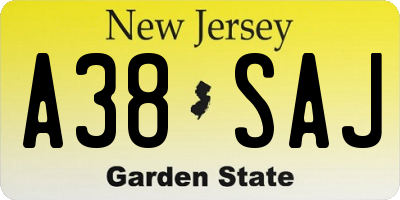 NJ license plate A38SAJ