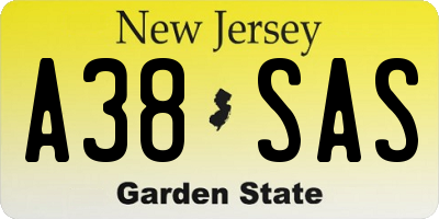 NJ license plate A38SAS