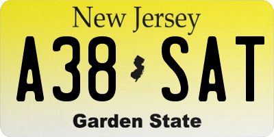 NJ license plate A38SAT