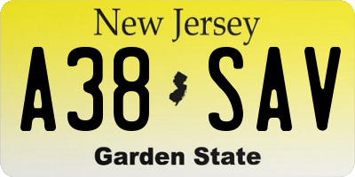 NJ license plate A38SAV