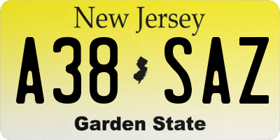 NJ license plate A38SAZ