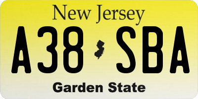 NJ license plate A38SBA