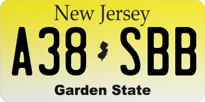 NJ license plate A38SBB