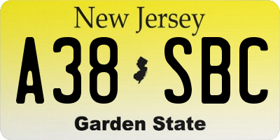 NJ license plate A38SBC