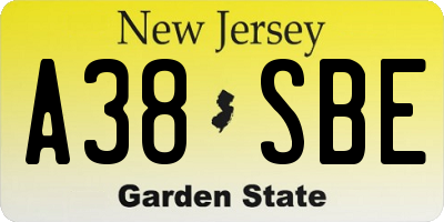NJ license plate A38SBE